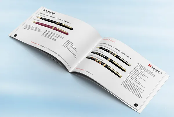 Типовой разворот каталога перьевых ручек