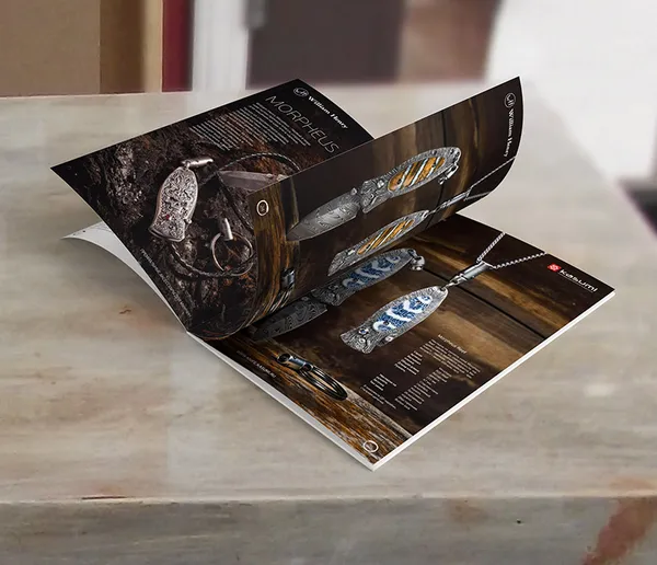 Имиджевый разворот каталога эксклюзивных ножей